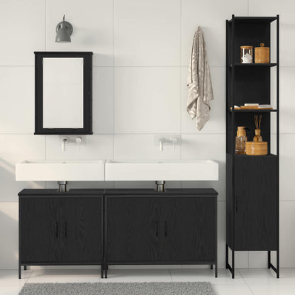 vidaXL Bathroom Furniture Set 4 pcs Black Engineered wood 4