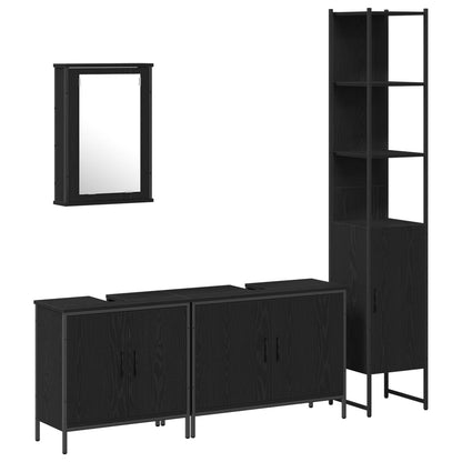 vidaXL Bathroom Furniture Set 4 pcs Black Engineered wood 2