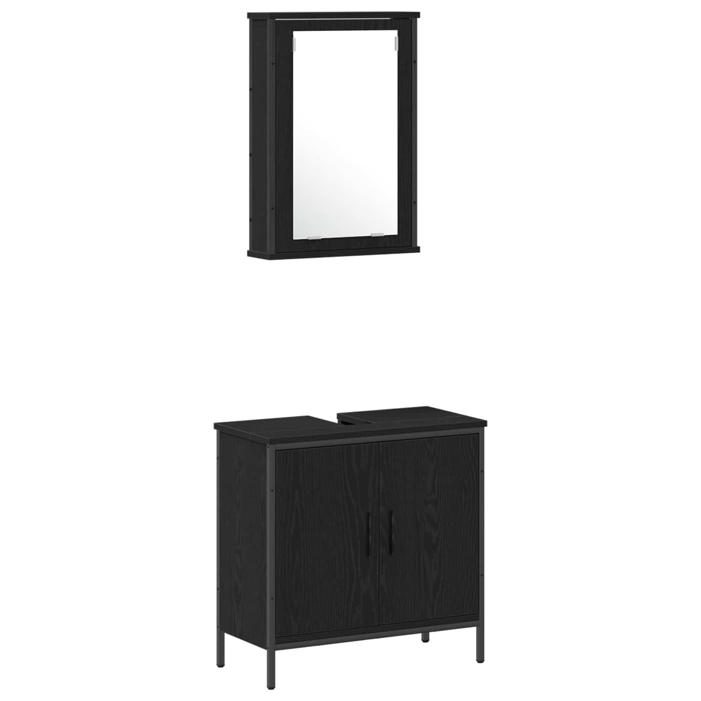 vidaXL Bathroom Furniture Set 4 pcs Black Engineered wood 6