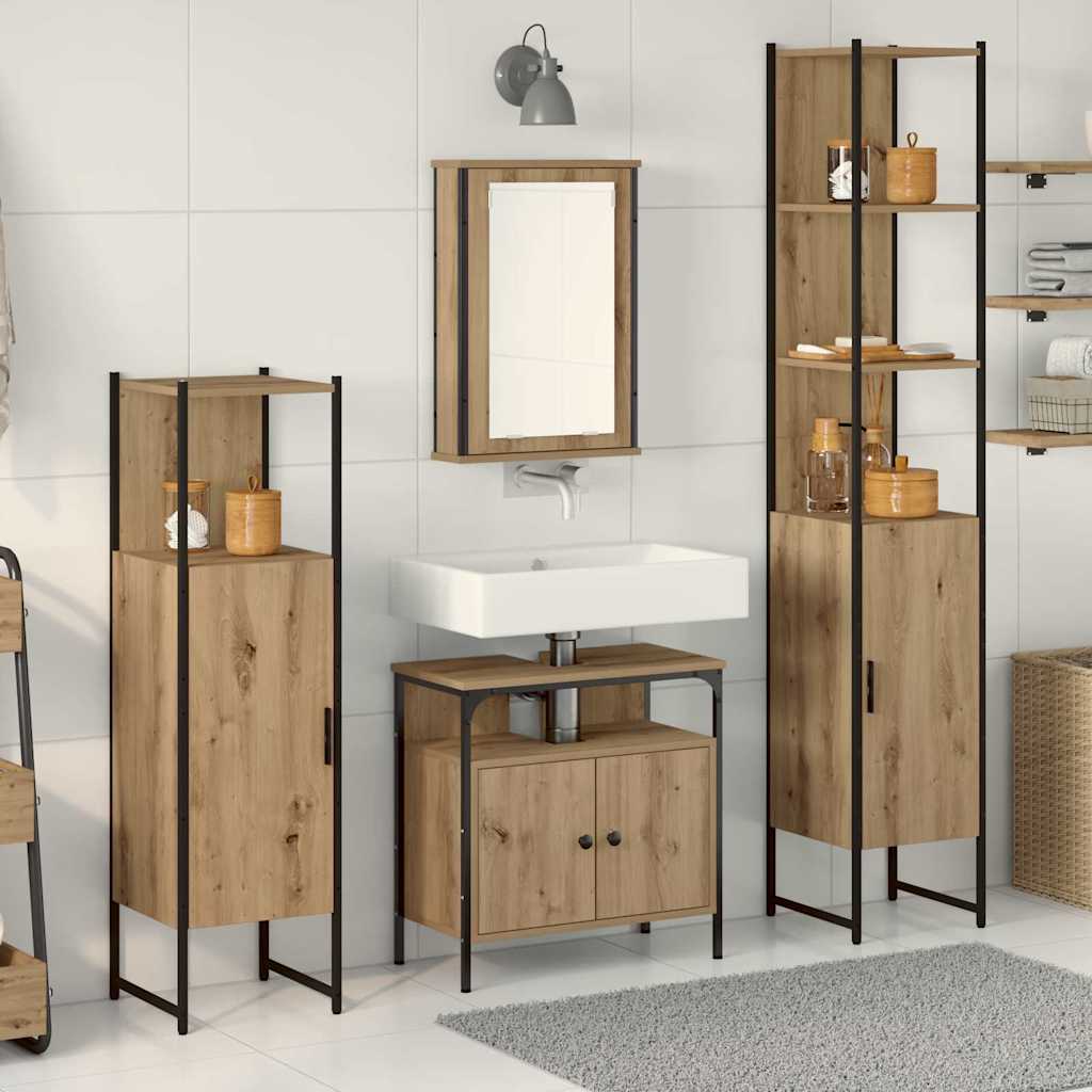 vidaXL Bathroom Furniture Set 4 pcs Artisan Oak Engineered Wood 1