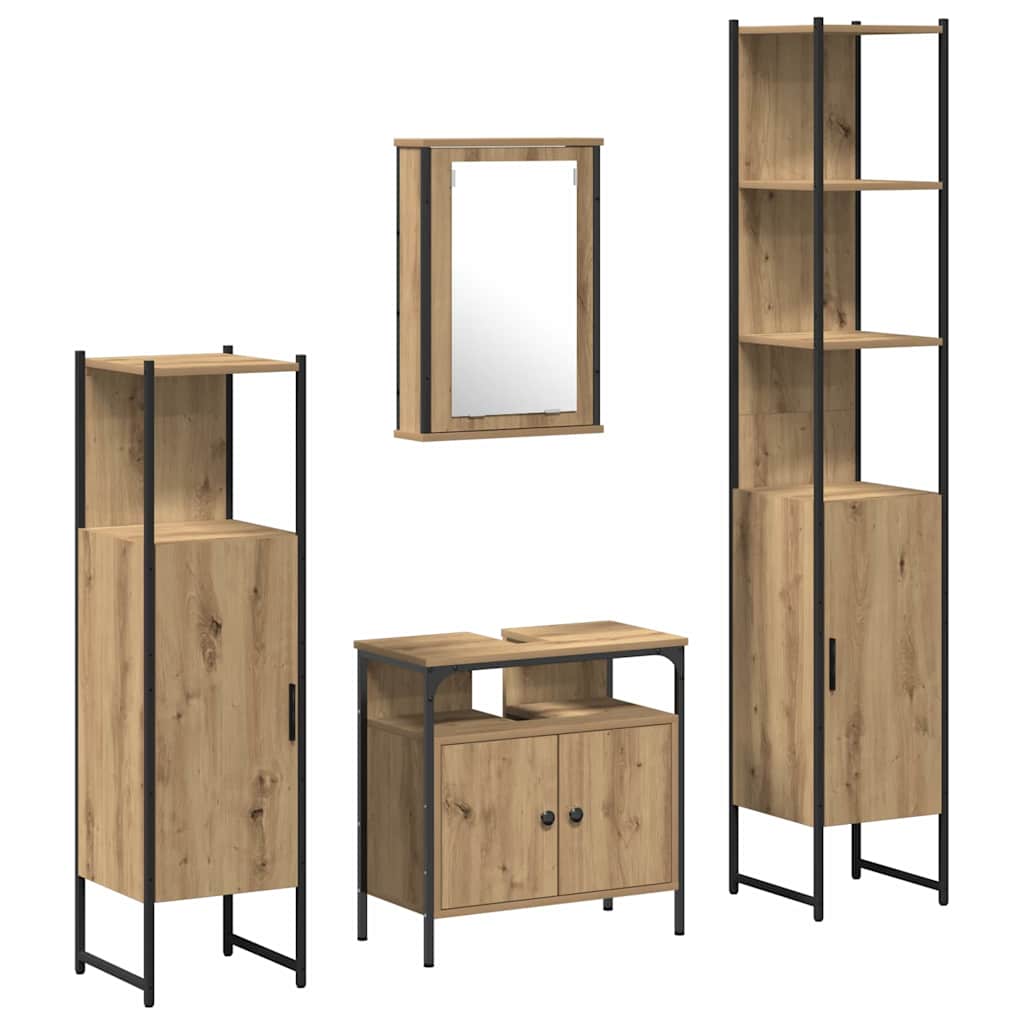 vidaXL Bathroom Furniture Set 4 pcs Artisan Oak Engineered Wood 2