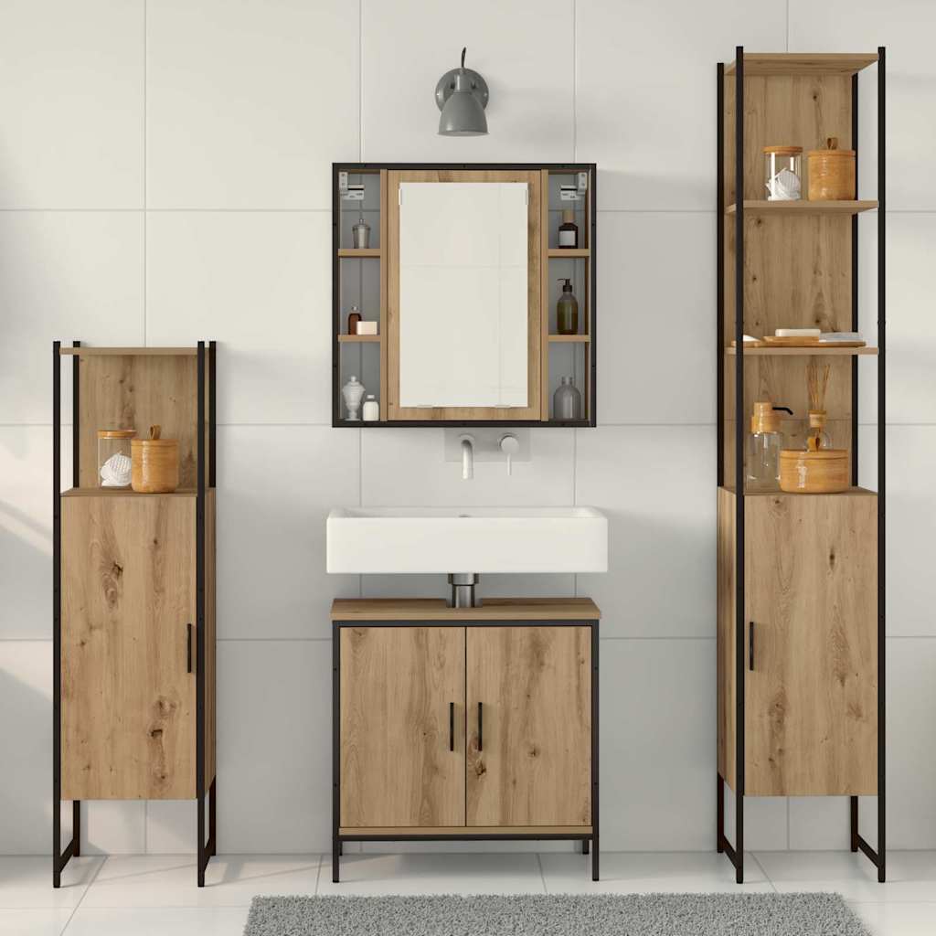 vidaXL Bathroom Furniture Set 4 pcs Brown Engineered wood 4