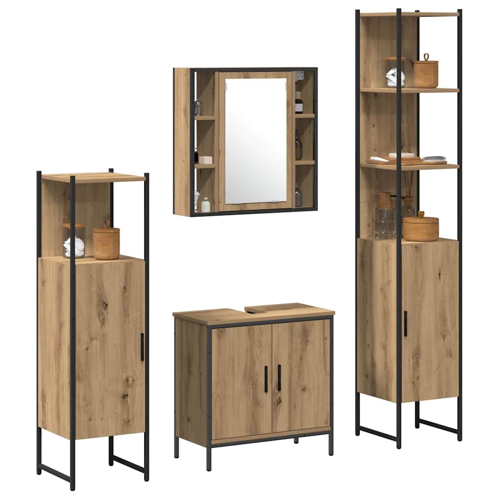vidaXL Bathroom Furniture Set 4 pcs Brown Engineered wood 3