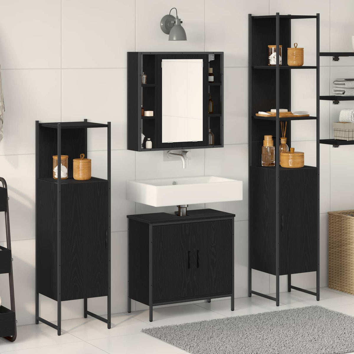 vidaXL 4 Piece Bathroom Cabinet Set Engineered Wood