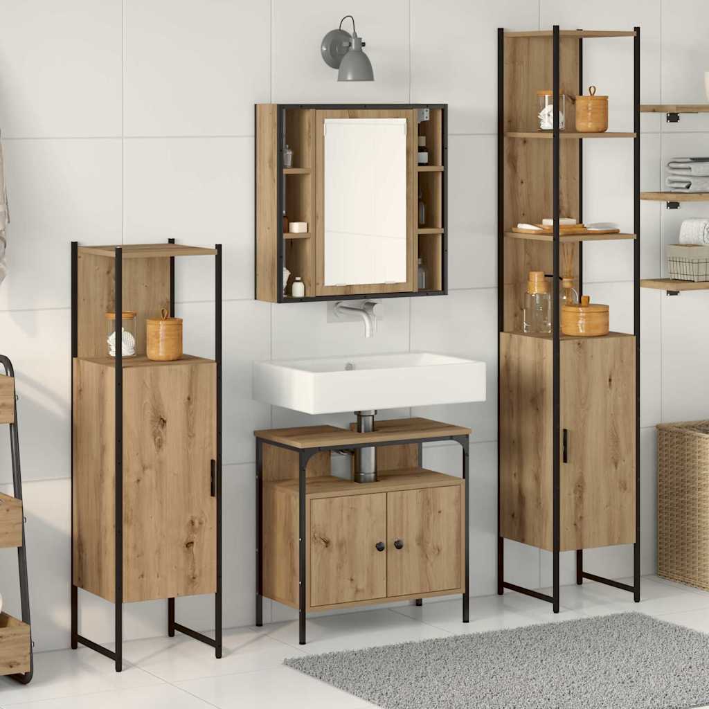 vidaXL Bathroom Furniture Set 4 pcs Artisan Oak Engineered Wood 1