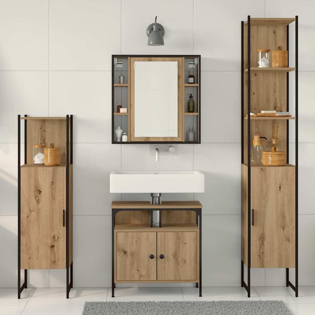 vidaXL Bathroom Furniture Set 4 pcs Artisan Oak Engineered Wood 4