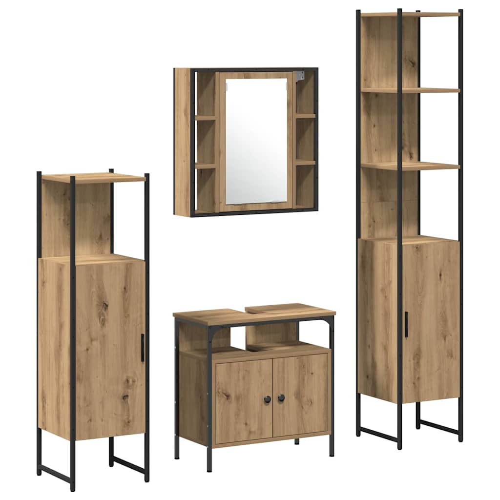 vidaXL Bathroom Furniture Set 4 pcs Artisan Oak Engineered Wood 2