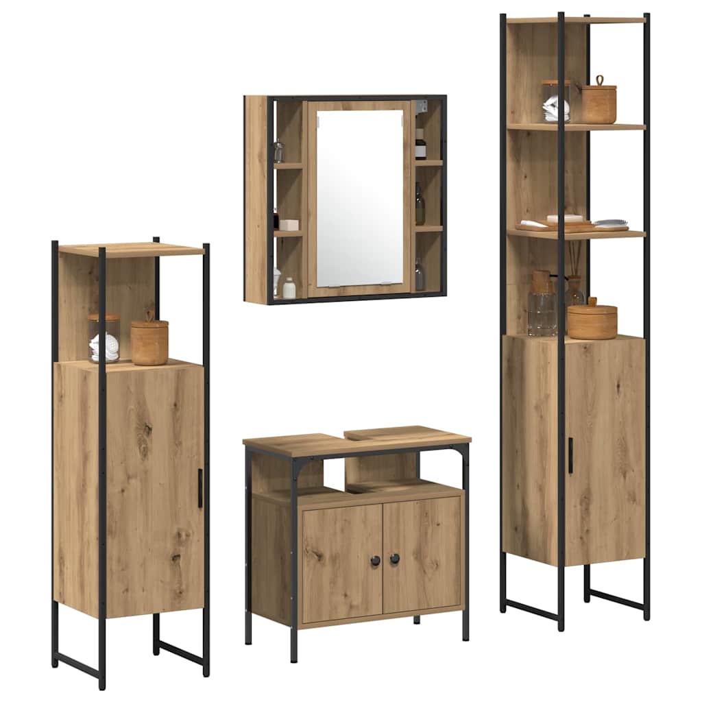 vidaXL Bathroom Furniture Set 4 pcs Artisan Oak Engineered Wood 3