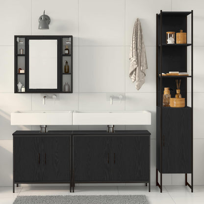vidaXL Bathroom Furniture Set 4 pcs Black Engineered wood 4