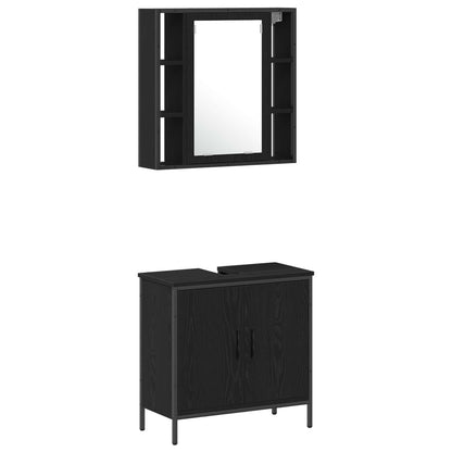 vidaXL Bathroom Furniture Set 4 pcs Black Engineered wood 6