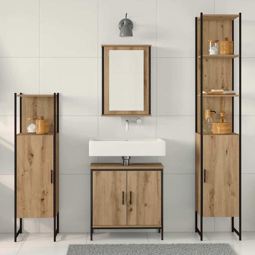 vidaXL Bathroom Furniture Set 4 pcs Brown Engineered wood 4