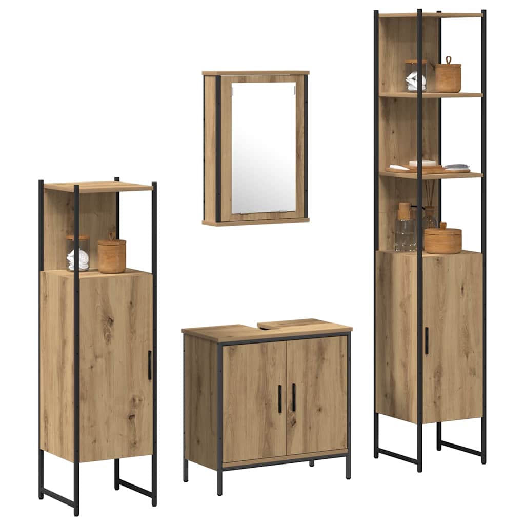 vidaXL Bathroom Furniture Set 4 pcs Brown Engineered wood 3