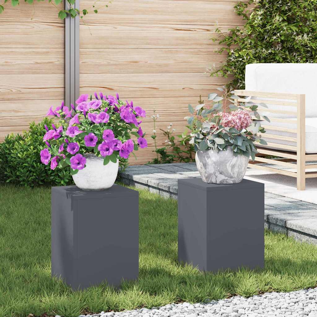 Plant Stand 2 pcs 24 x 24 x 35 cm Steel Anthracite 2x (24 x 24 x 35 cm)