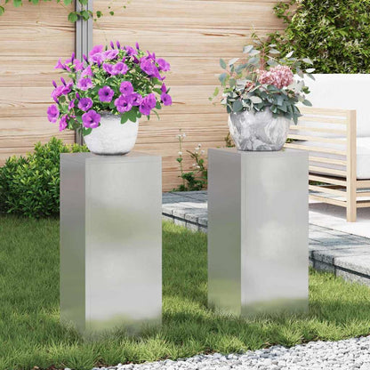 Plant Stand Silver 30 x 30 x 40 cm Steel Stainless Steel 2x (24 x 24 x 55 cm)