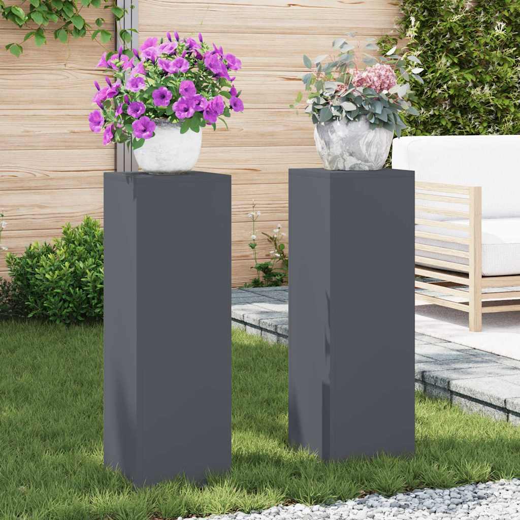Plant Stand 2 pcs 24 x 24 x 35 cm Steel Anthracite 2x (24 x 24 x 75 cm)