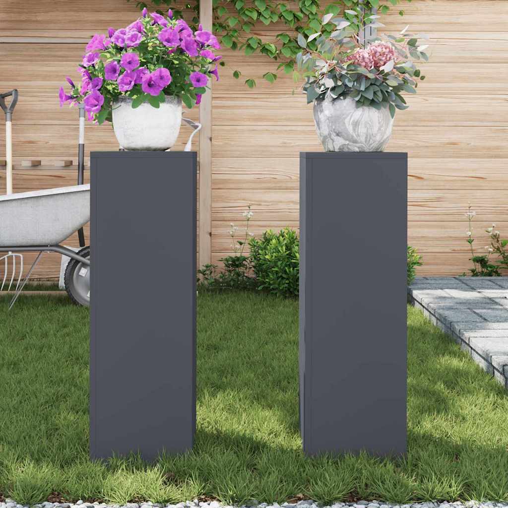 Plant Stand 2 pcs 24 x 24 x 35 cm Steel Anthracite 2x (24 x 24 x 75 cm)