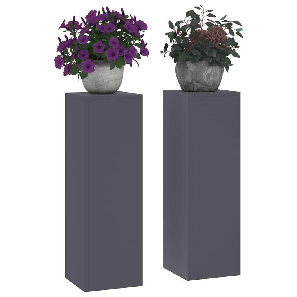 Plant Stand 2 pcs 24 x 24 x 35 cm Steel Anthracite 2x (24 x 24 x 75 cm)