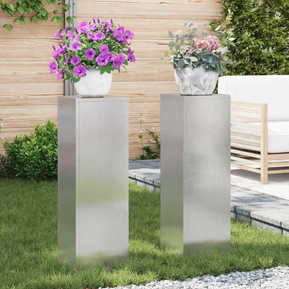 Plant Stand Silver 30 x 30 x 40 cm Steel Stainless Steel 2x (24 x 24 x 75 cm)
