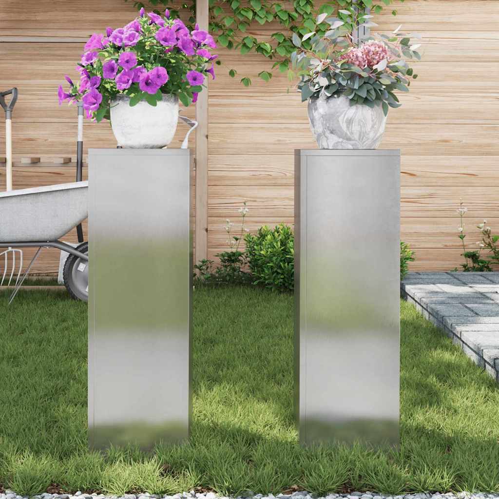 Plant Stand Silver 30 x 30 x 40 cm Steel Stainless Steel 2x (24 x 24 x 75 cm)