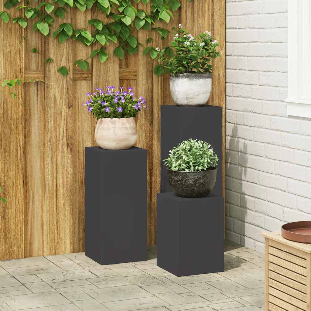 Plant Stand 30 x 30 x 40 cm Steel Black 3x (24 x 24 x 35/55/75 cm)