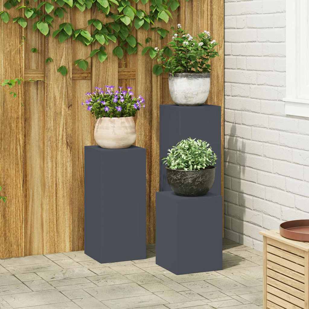 Plant Stand 2 pcs 24 x 24 x 35 cm Steel Anthracite 3x (24 x 24 x 35/55/75 cm)