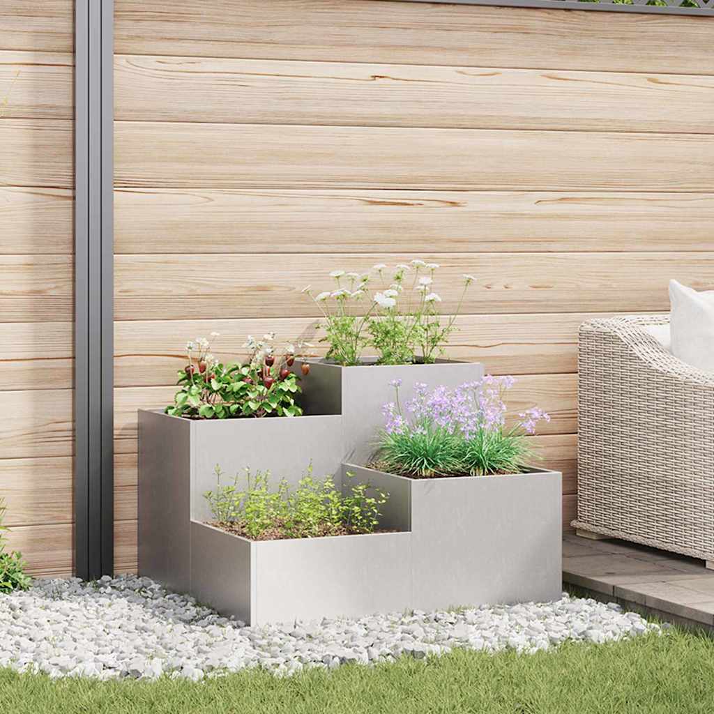Garden Planter Steel Width 80 cm Stainless steel 60 cm