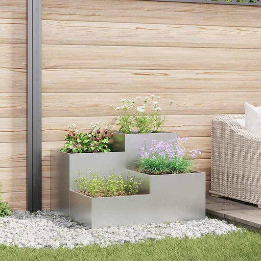 Garden Planter Steel Width 80 cm Galvanised steel 60 cm