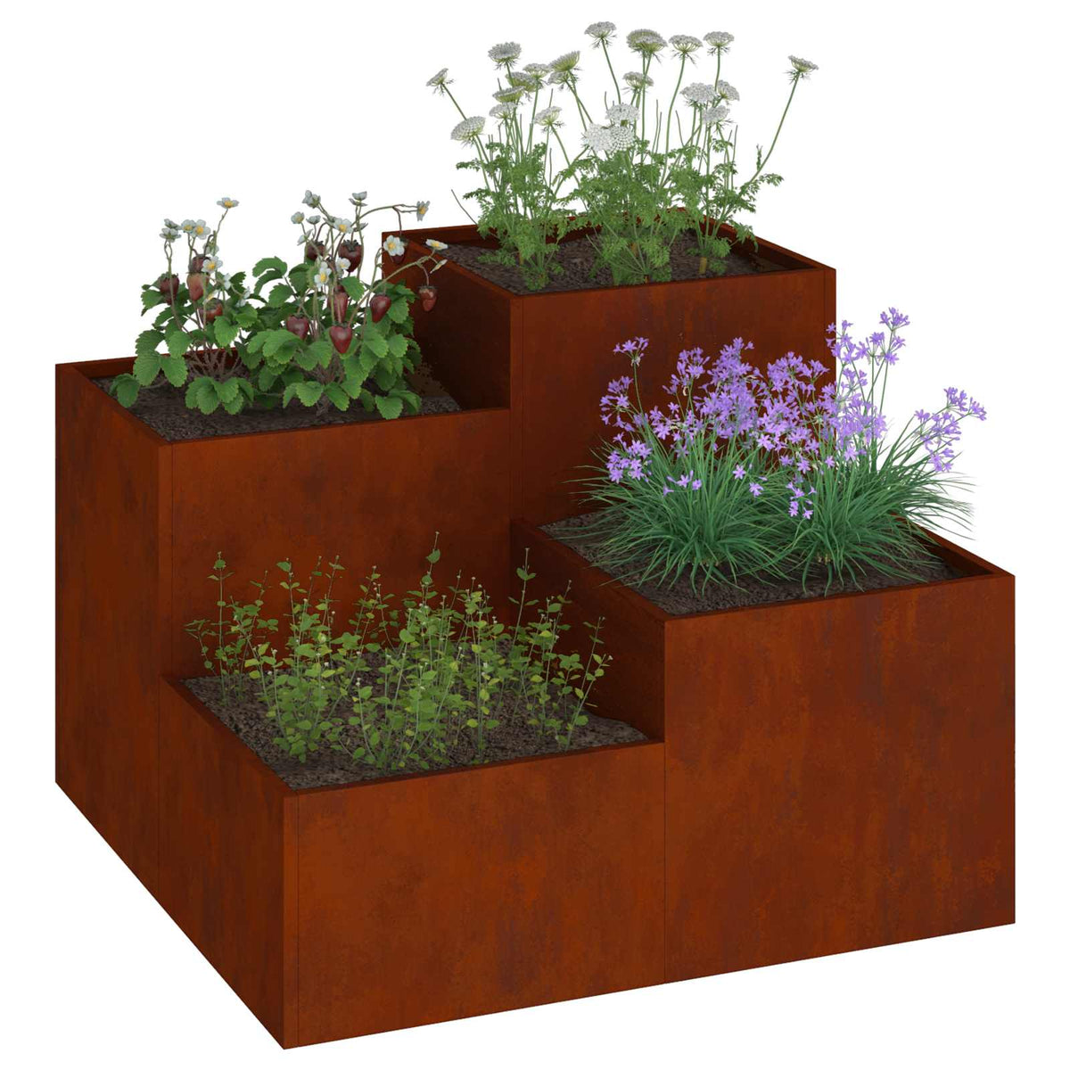 Garden Planter Steel Width 80 cm Weathering steel 60 cm