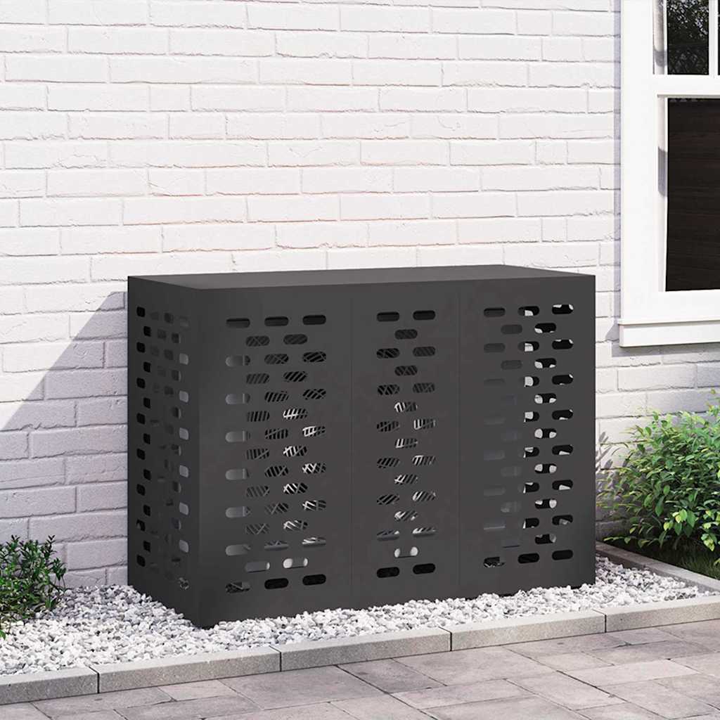 Air Conditioner Cover 110 x 50 x 80 cm Steel Linear Slot Pattern Black