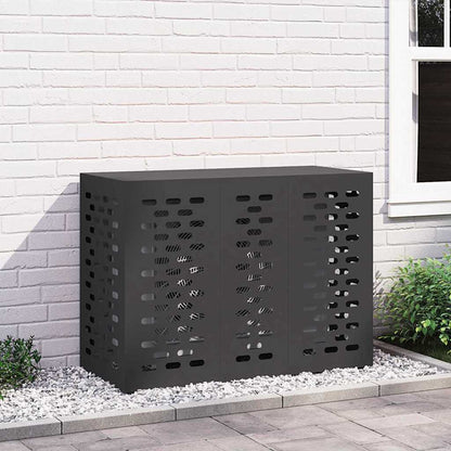 Air Conditioner Cover 110 x 50 x 80 cm Steel Linear Slot Pattern Black