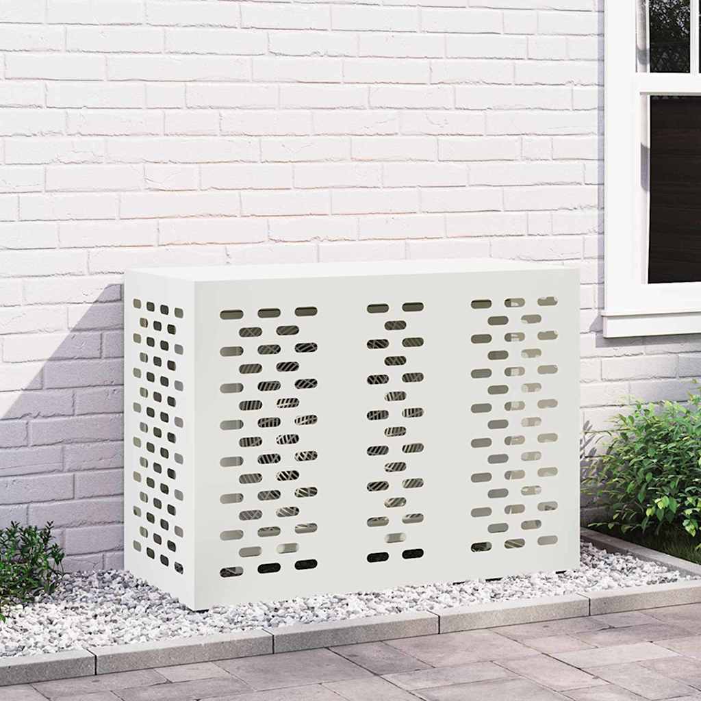 Air Conditioner Cover 110 x 50 x 80 cm Steel Linear Slot Pattern White