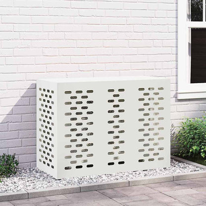Air Conditioner Cover 110 x 50 x 80 cm Steel Linear Slot Pattern White