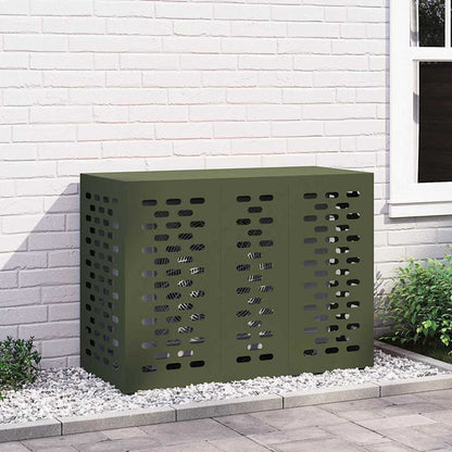 Air Conditioner Cover 110 x 50 x 80 cm Steel Linear Slot Pattern Olive green