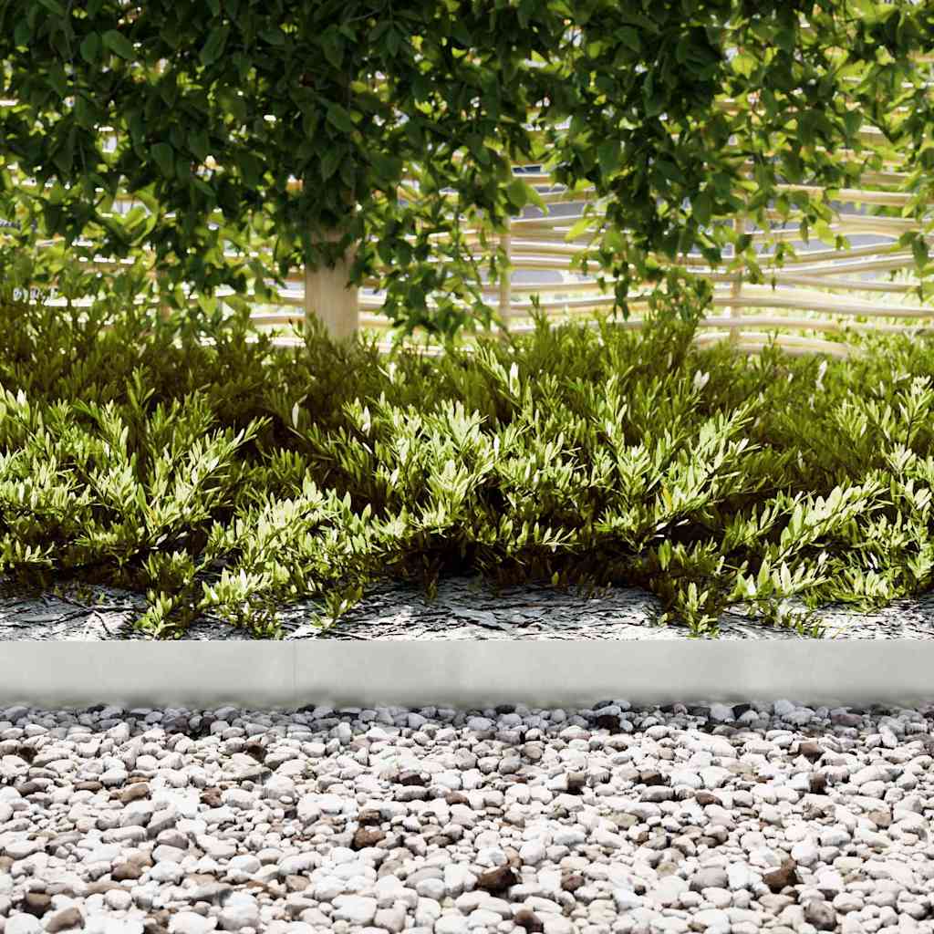 vidaXL Lawn Edging 50 pcs 100 x 0.05 x 15 cm Stainless Steel Silver 4