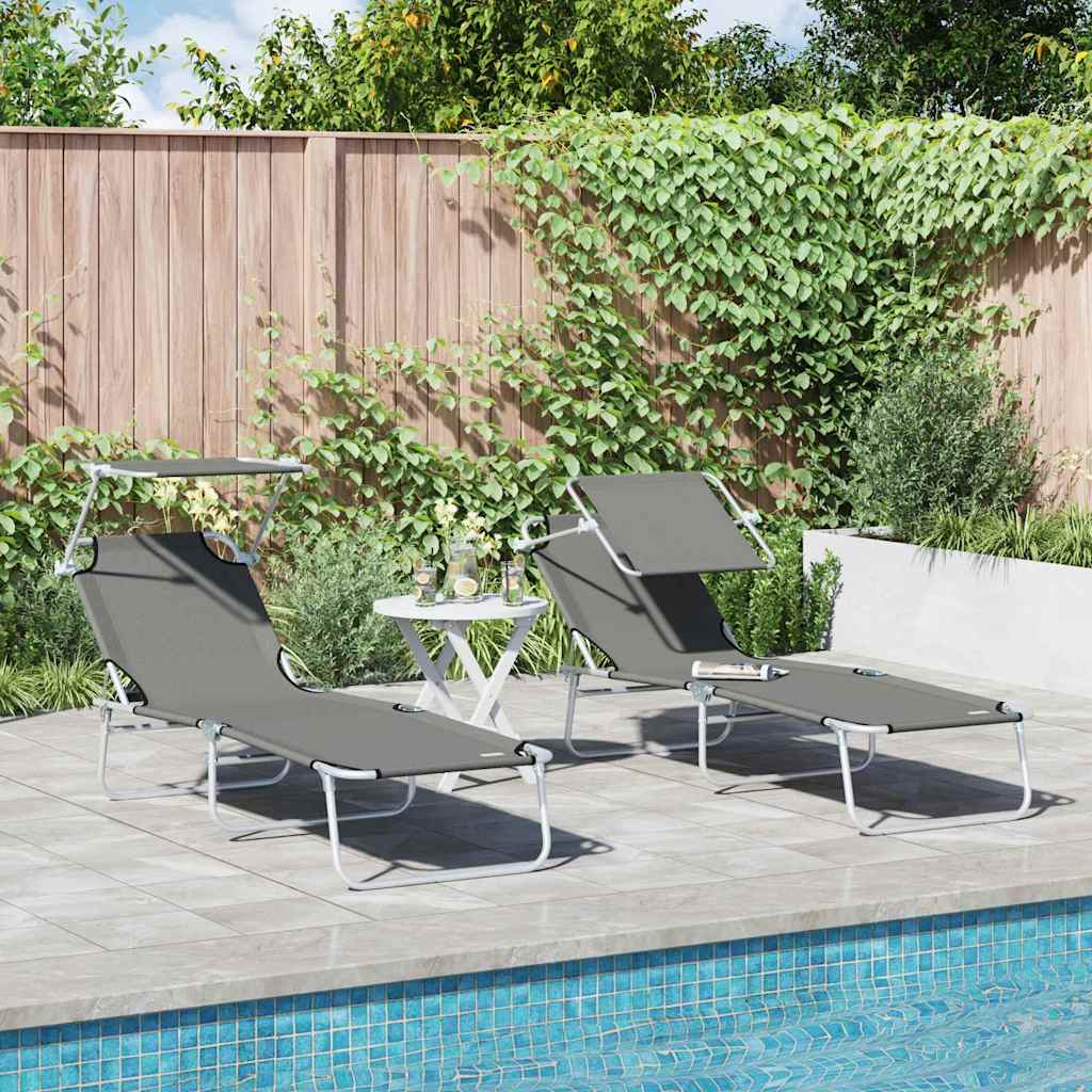 Sun Lounger Polyester Grey 2
