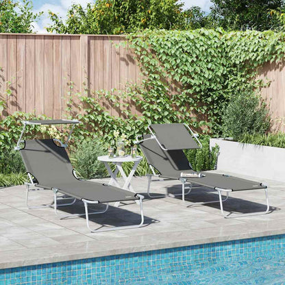 Sun Lounger Polyester Grey 2