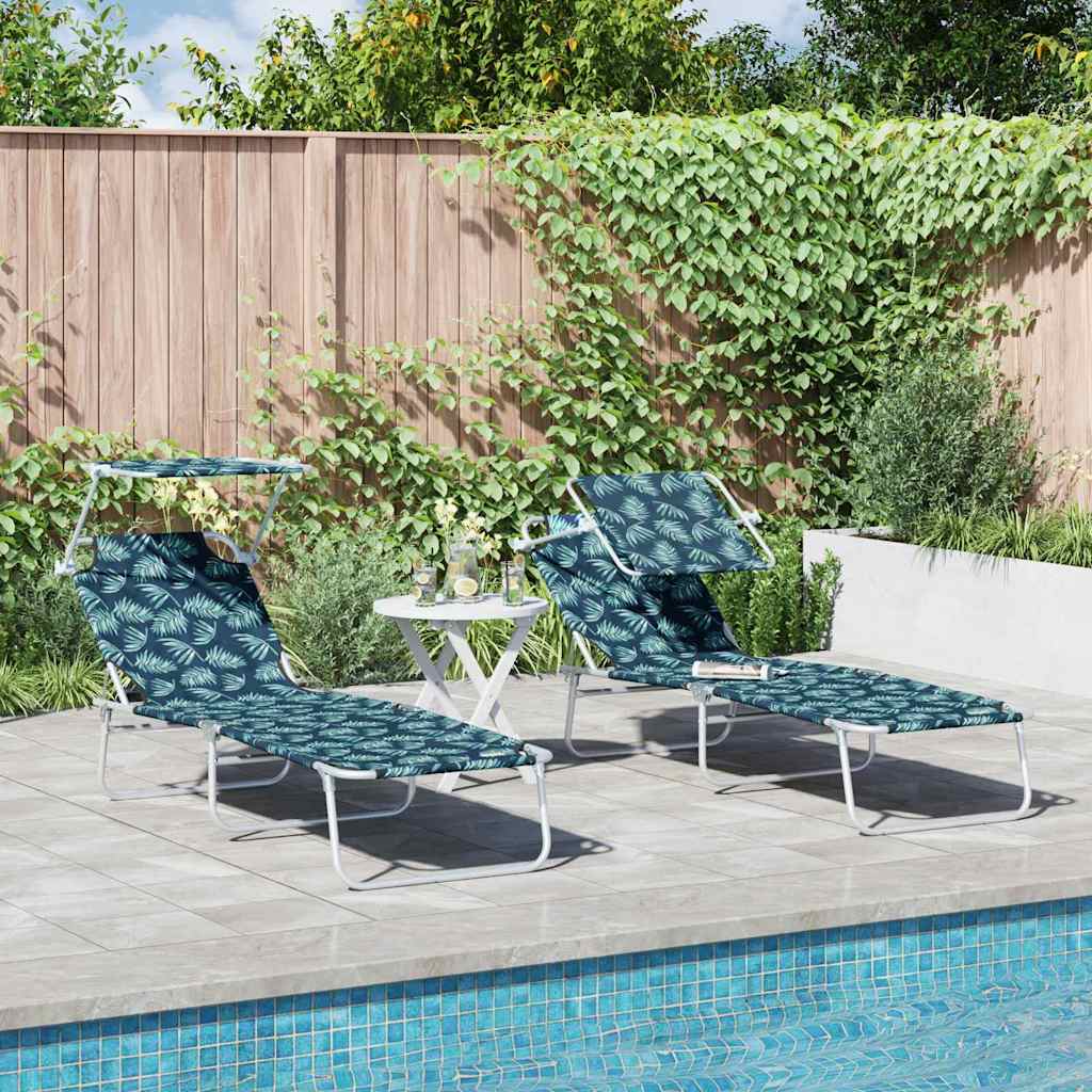Sun Lounger Polyester Leaf pattern 2