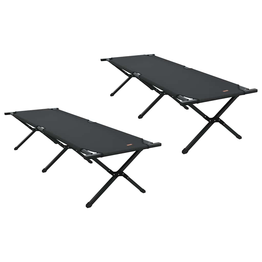 Folding Camping Bed 193 x 69 x 45 cm Oxford fabric 2 pcs Black