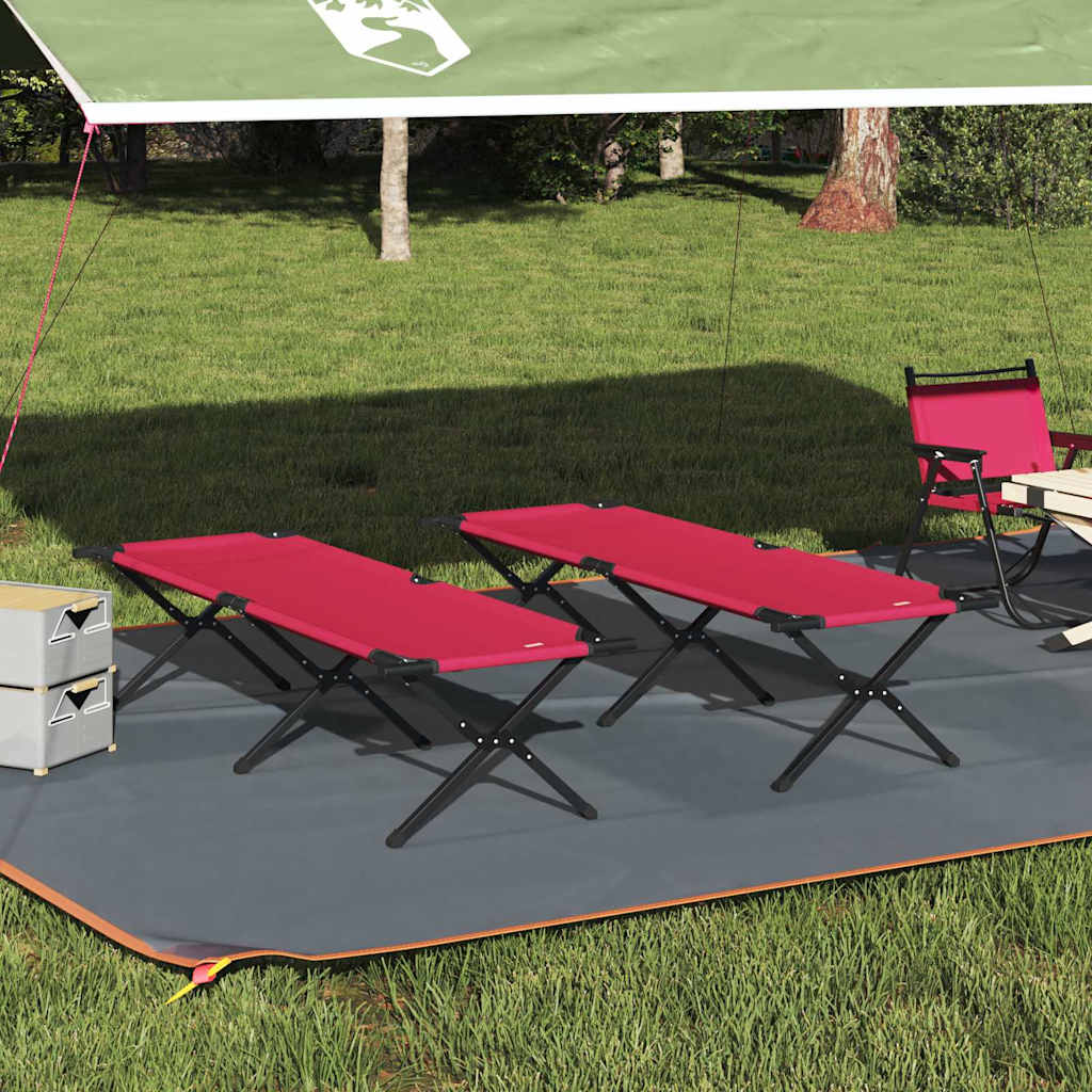 Folding Camping Bed 193 x 69 x 45 cm Oxford fabric 2 pcs Red