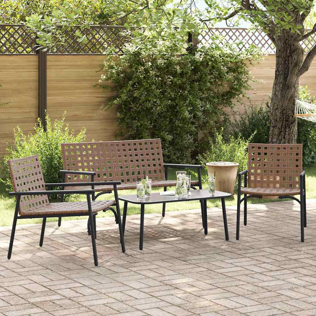 vidaXL Garden Dining Set 4 pcs Brown Poly Rattan 1