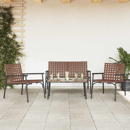 vidaXL Garden Dining Set 4 pcs Brown Poly Rattan 3