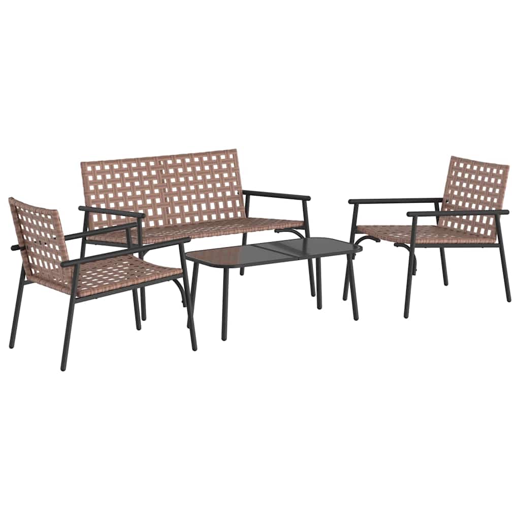 vidaXL Garden Dining Set 4 pcs Brown Poly Rattan 2