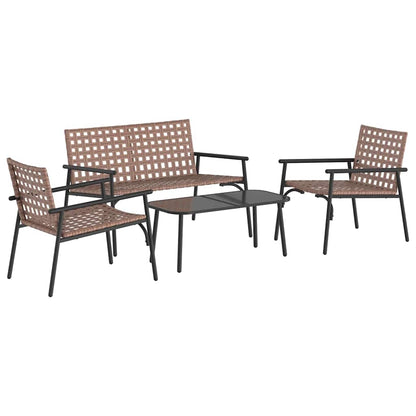 vidaXL Garden Dining Set 4 pcs Brown Poly Rattan 2