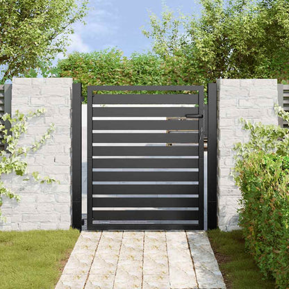vidaXL Garden Gate Lockable Black 100x100 cm Aluminium 3