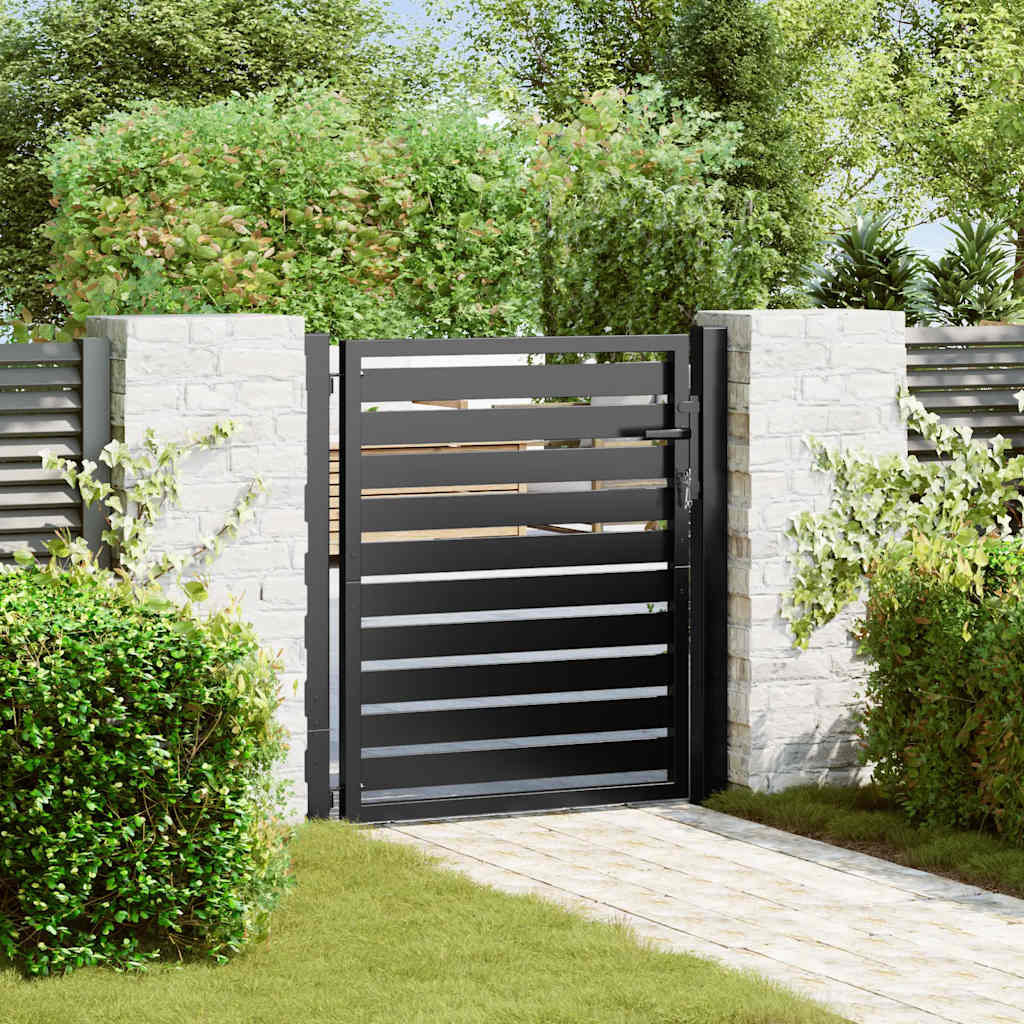 vidaXL Garden Gate Lockable Black 100x100 cm Aluminium 1