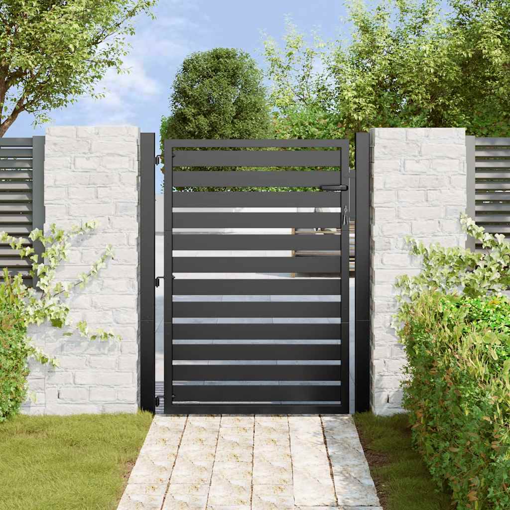 vidaXL Garden Gate Lockable Black 100x120 cm Aluminium 3