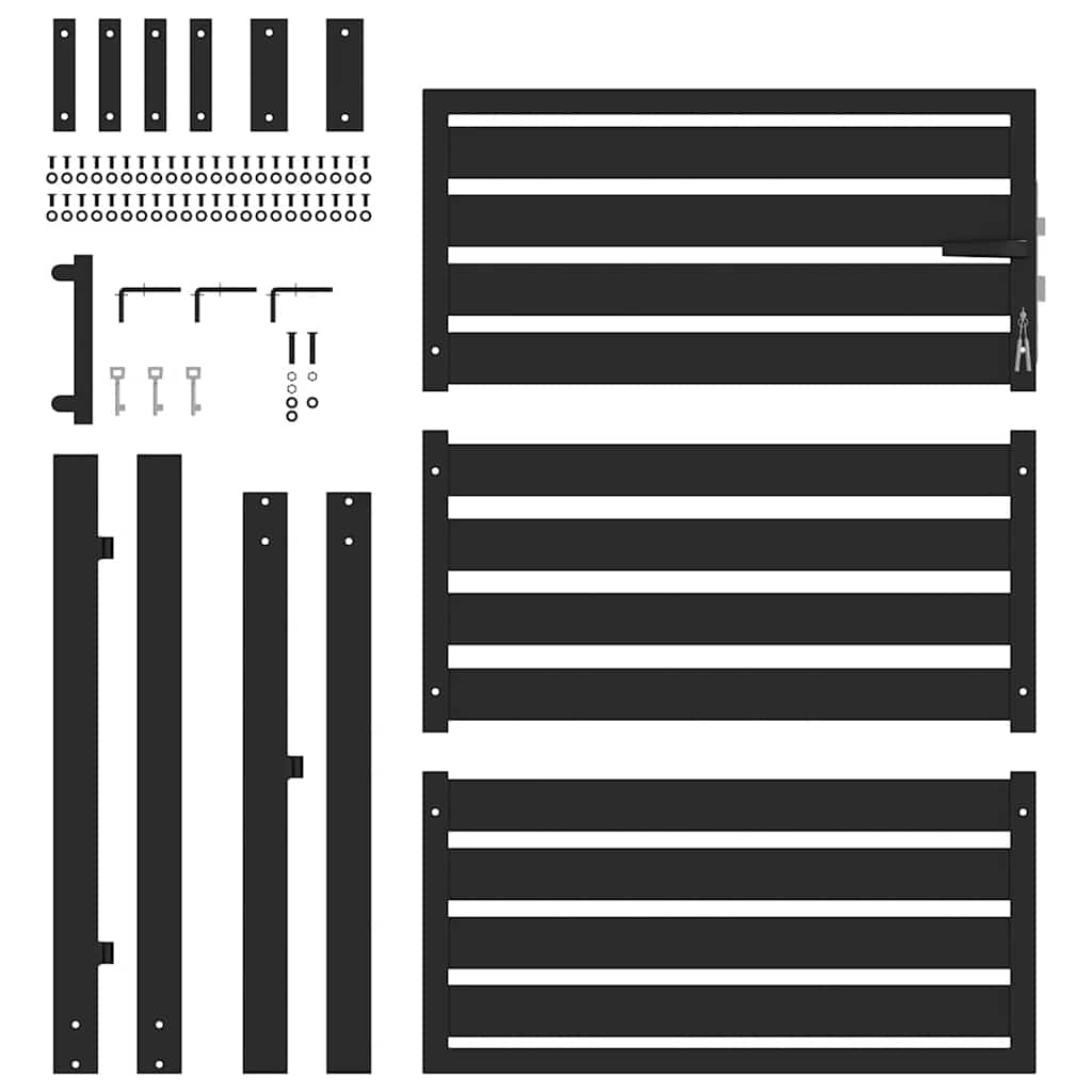vidaXL Garden Gate Lockable Black 100x120 cm Aluminium 5