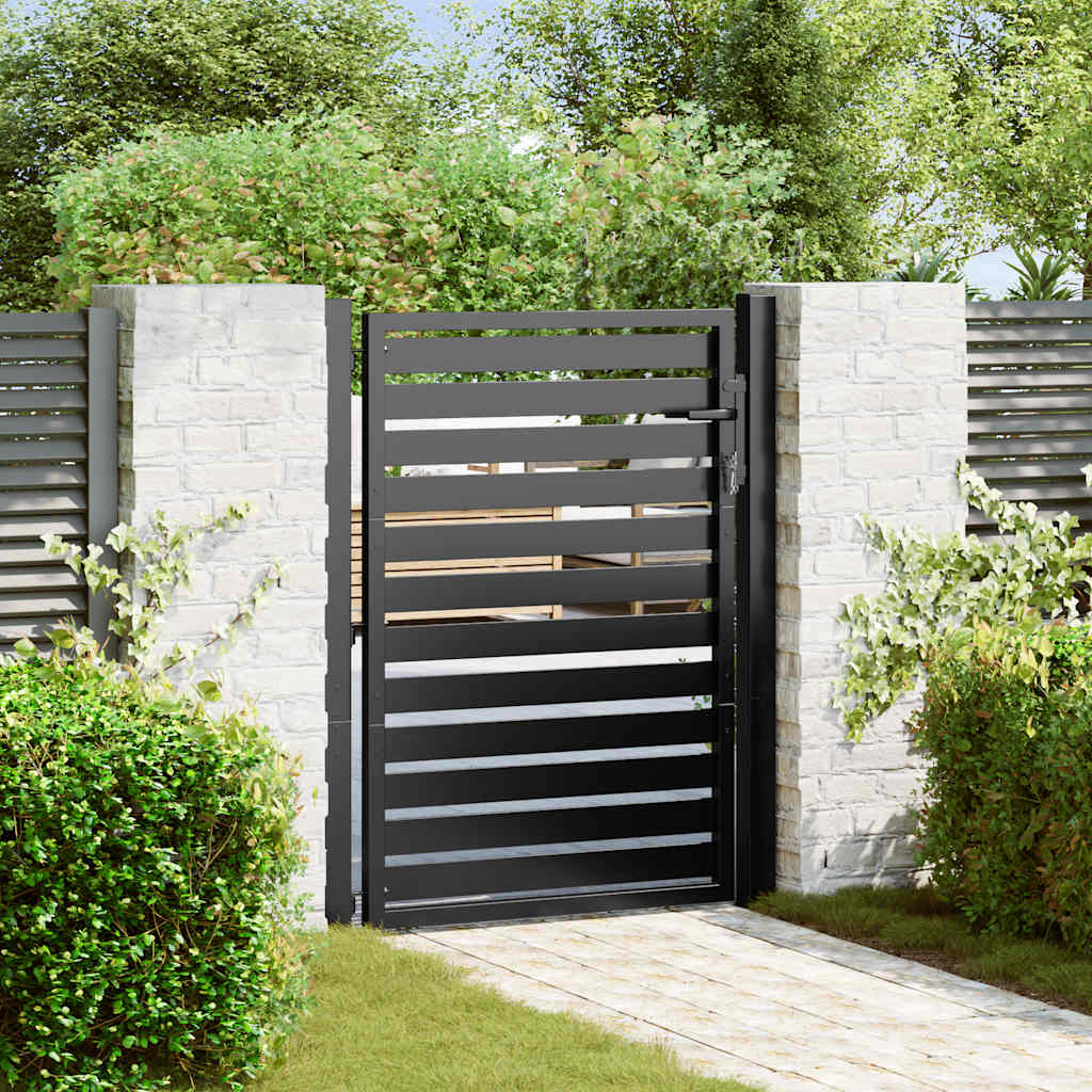 vidaXL Garden Gate Lockable Black 100x120 cm Aluminium 1