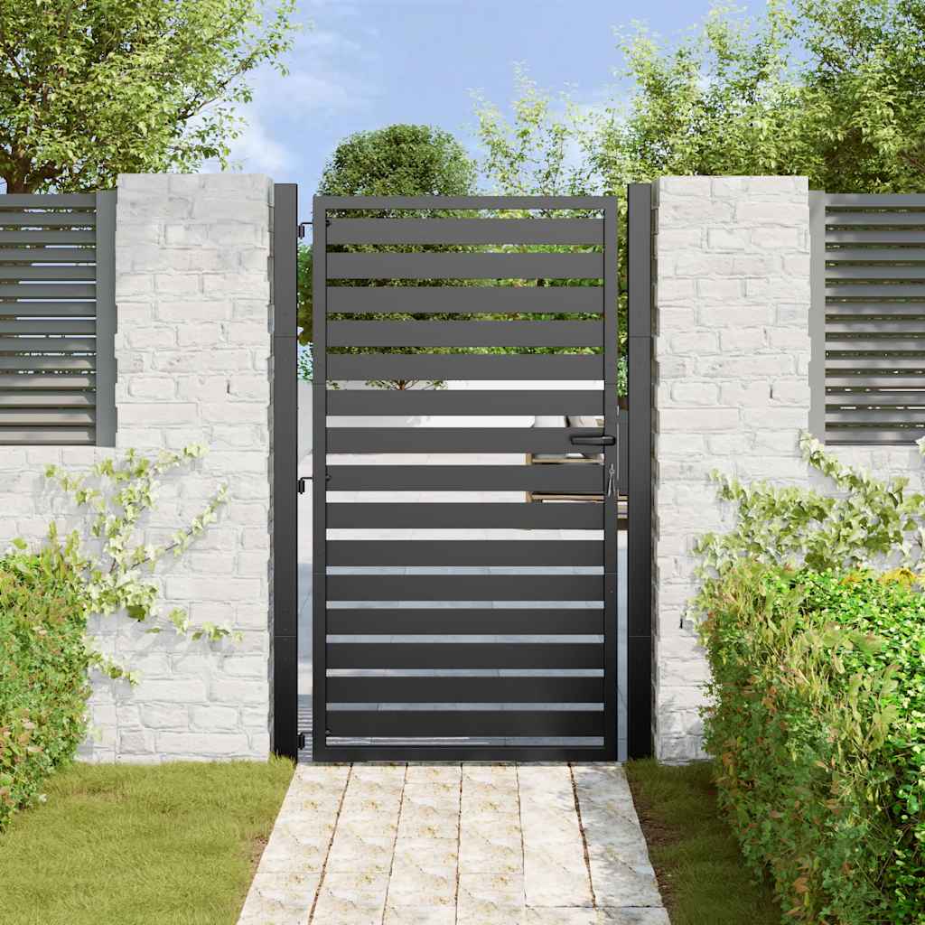 vidaXL Garden Gate Lockable Black 100x150 cm Aluminium 3