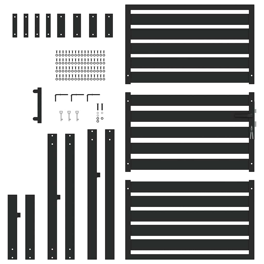 vidaXL Garden Gate Lockable Black 100x150 cm Aluminium 5